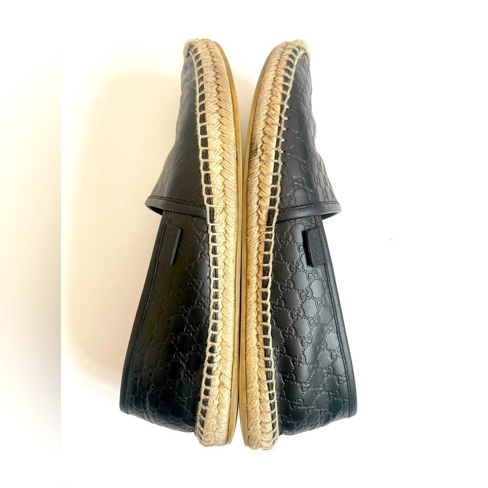 GUCCI Black Microguccissima Leather Slip On Espadrille Flats EU 38 - Picture 9 of 10